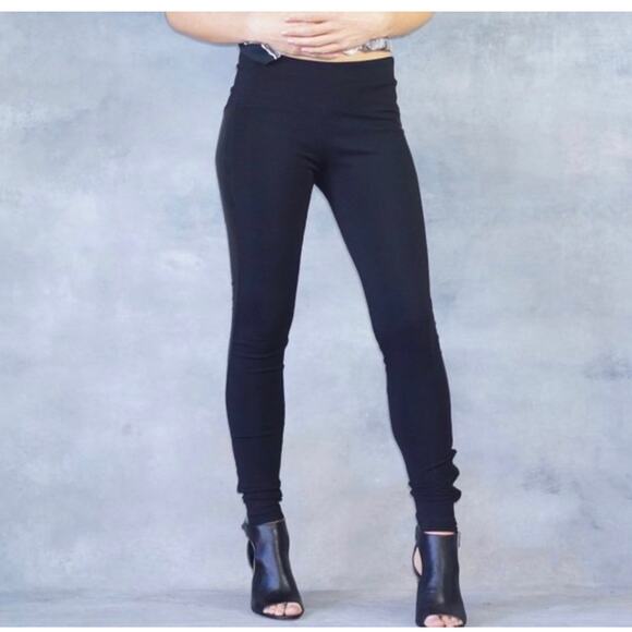 Getting Back To Square One Pants - Getting back to square one suede leather black leggings
